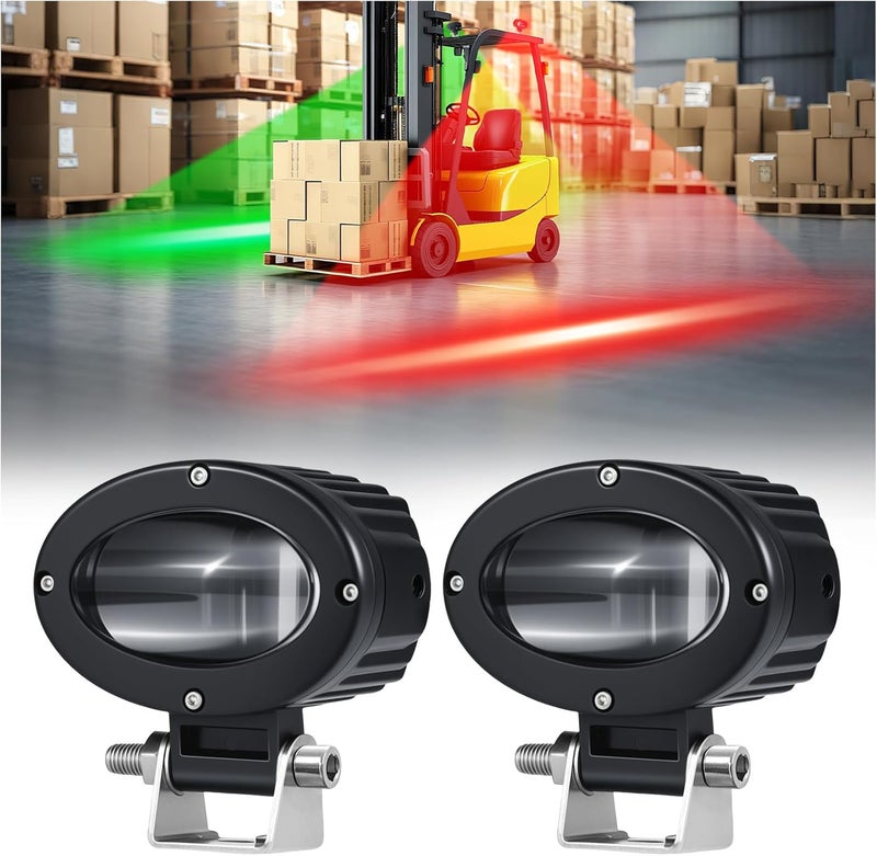 eTzone LED Forklift Safety Light 2 Pack, Dual Color Switchable Forklift Warning Light (Red & Green) Safety Lamp for Side Zone, Warehouse Pedestrian Area, 30W DC 10-80V - Image 1